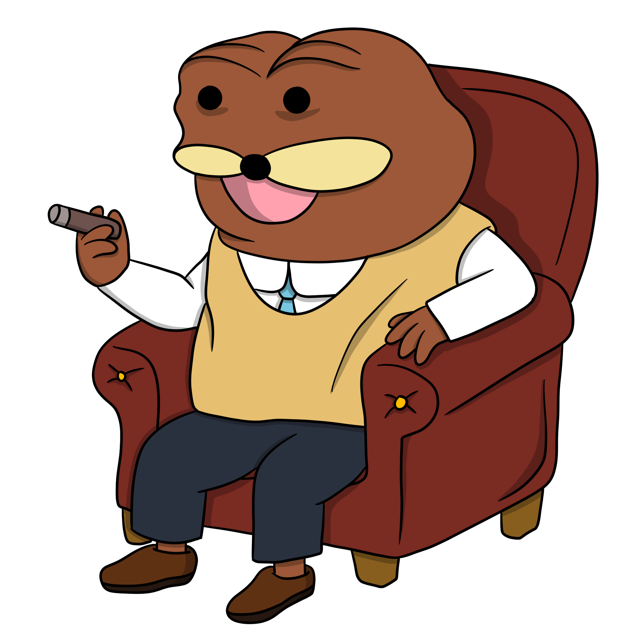 Spurdo assis dans un fauteuil avec un cigare